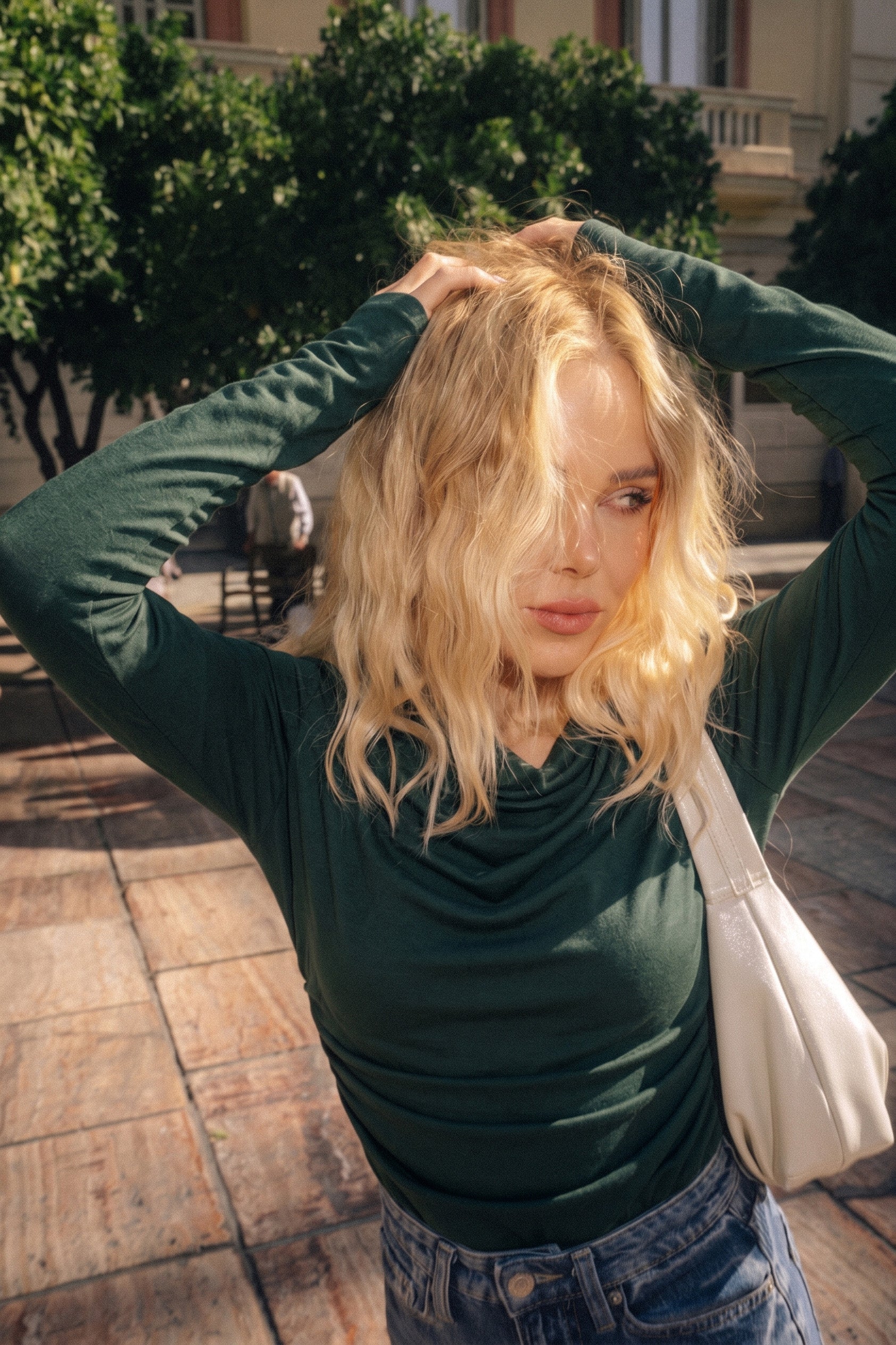 Draped Top, Dark Green