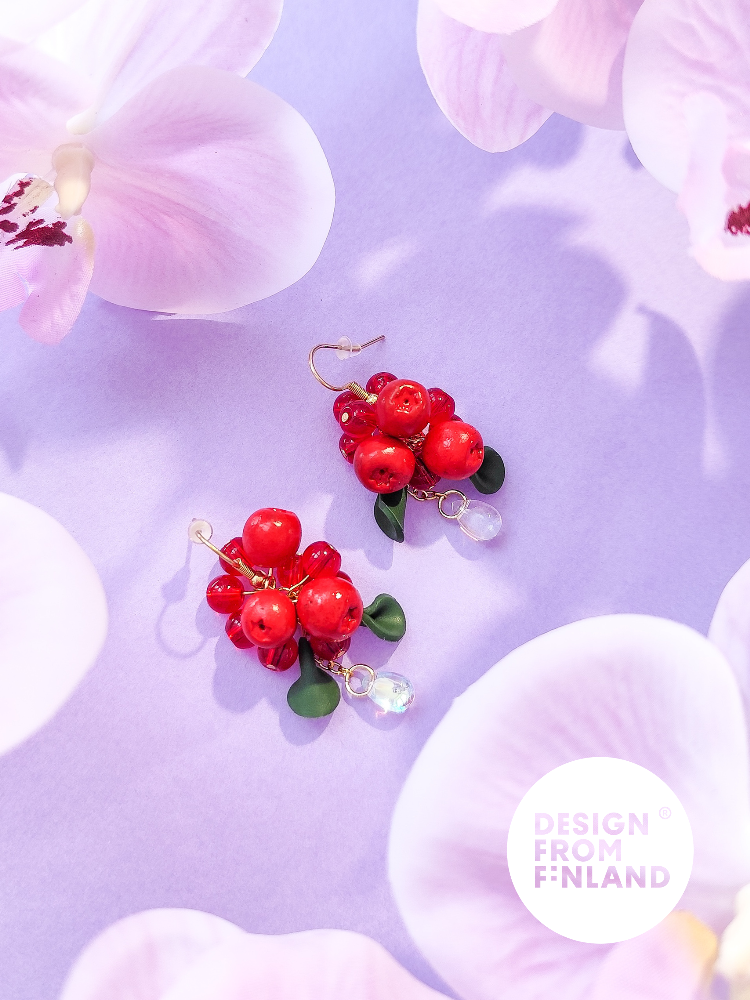 Puolukkapaikka-korvakorut - pieni terttu