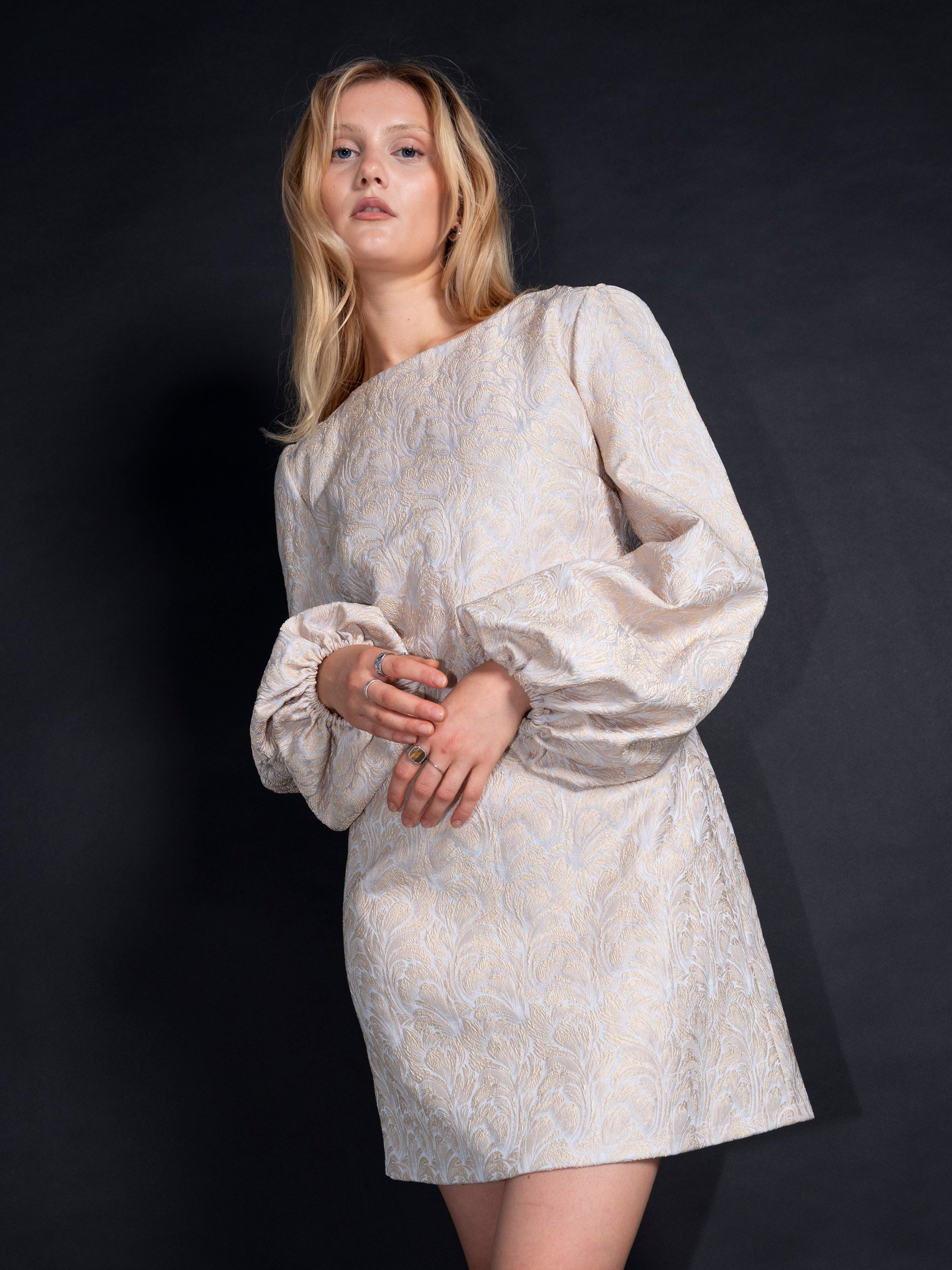 Golden Jacquard Dress