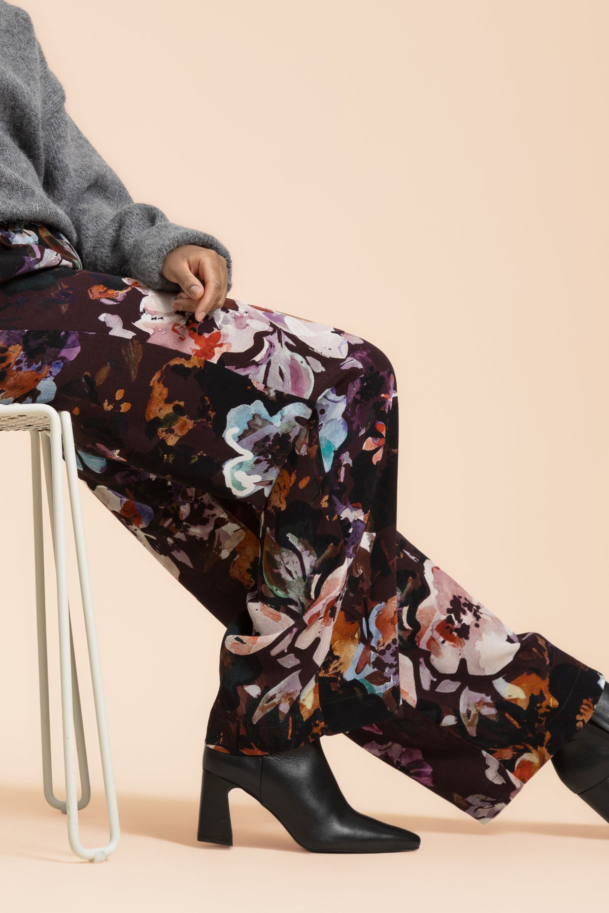 Crepe Trousers, Maroon Anemone