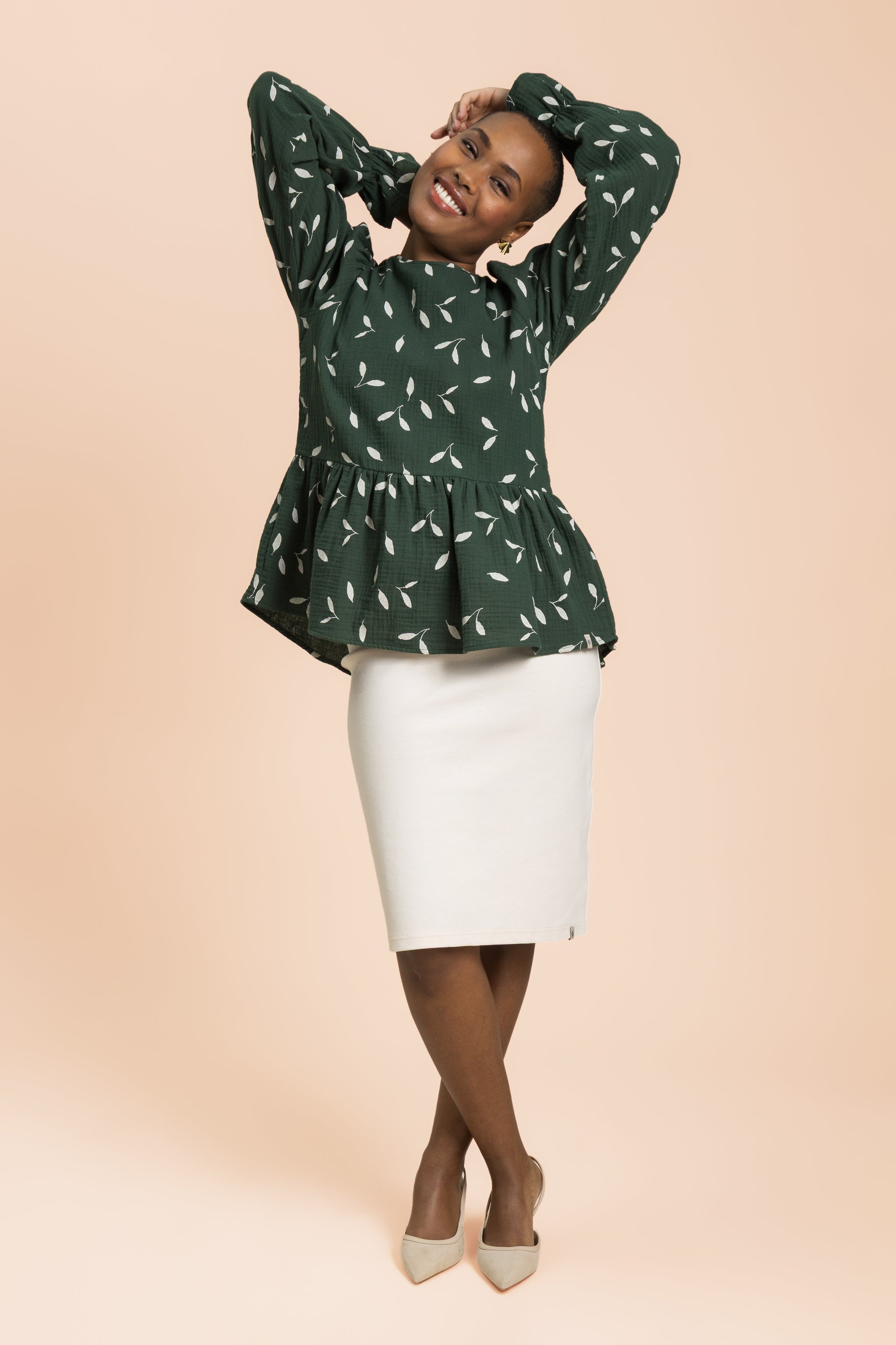Flounce Blouse, Wind Green