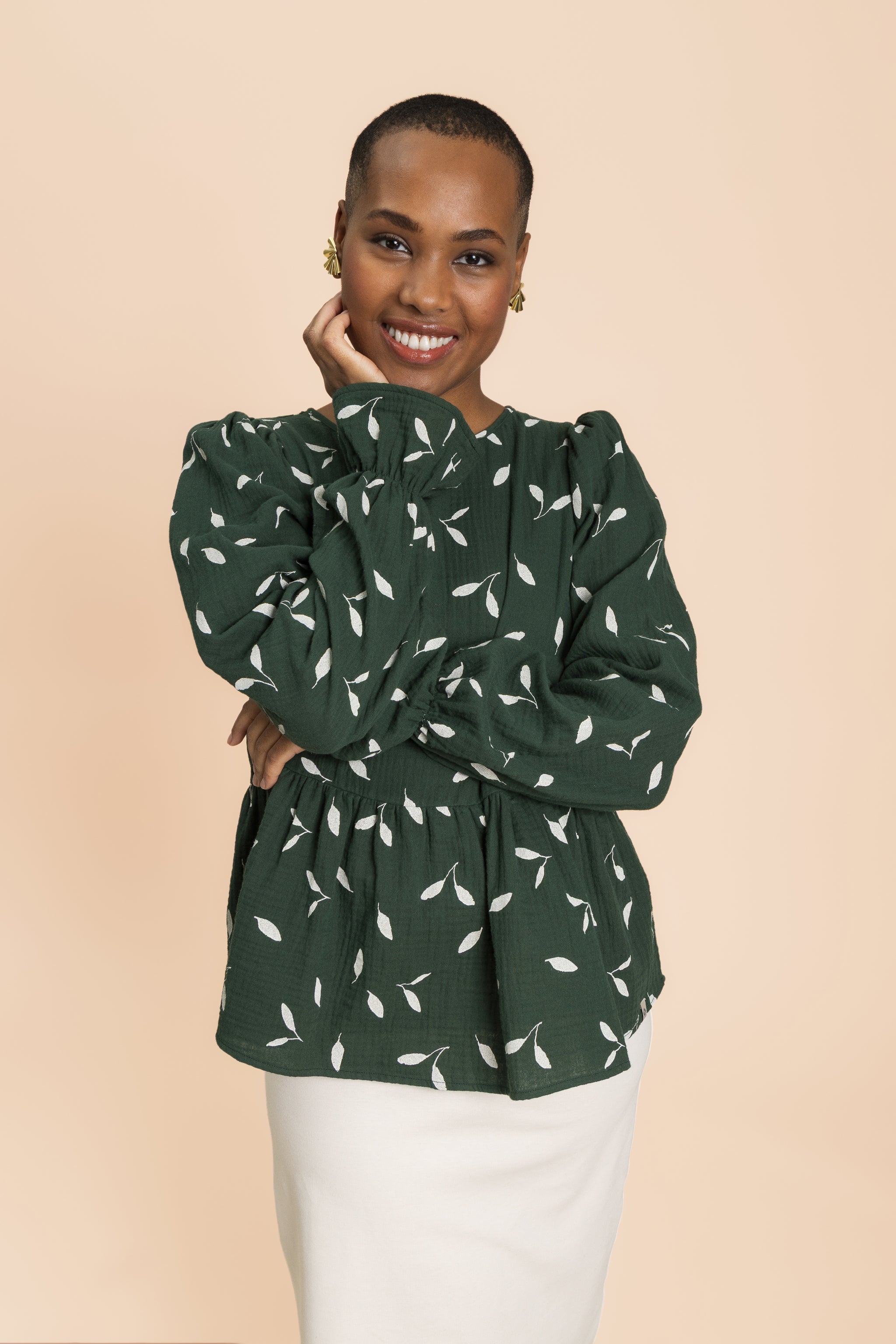 Flounce Blouse, Wind Green