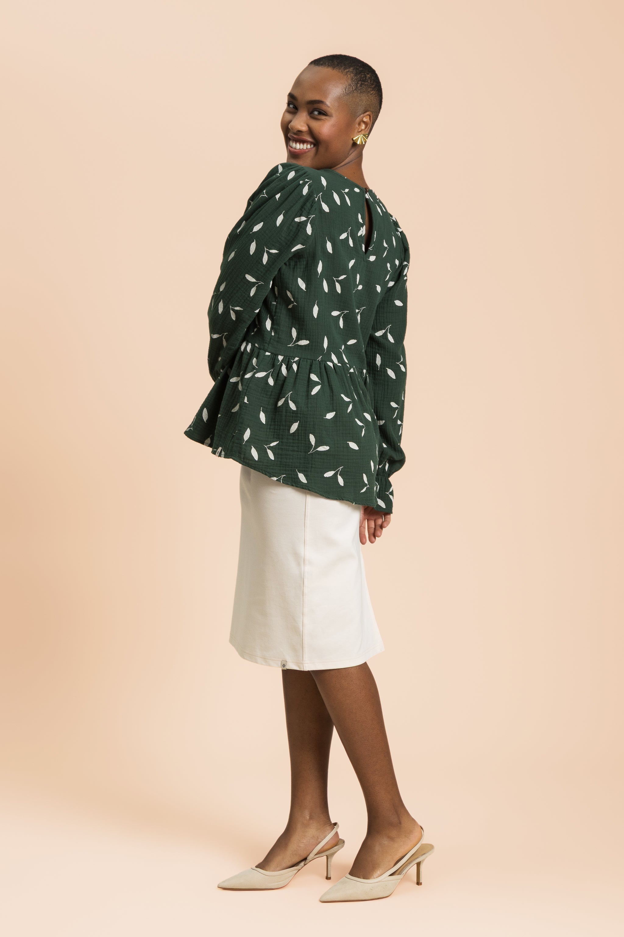Flounce Blouse, Wind Green