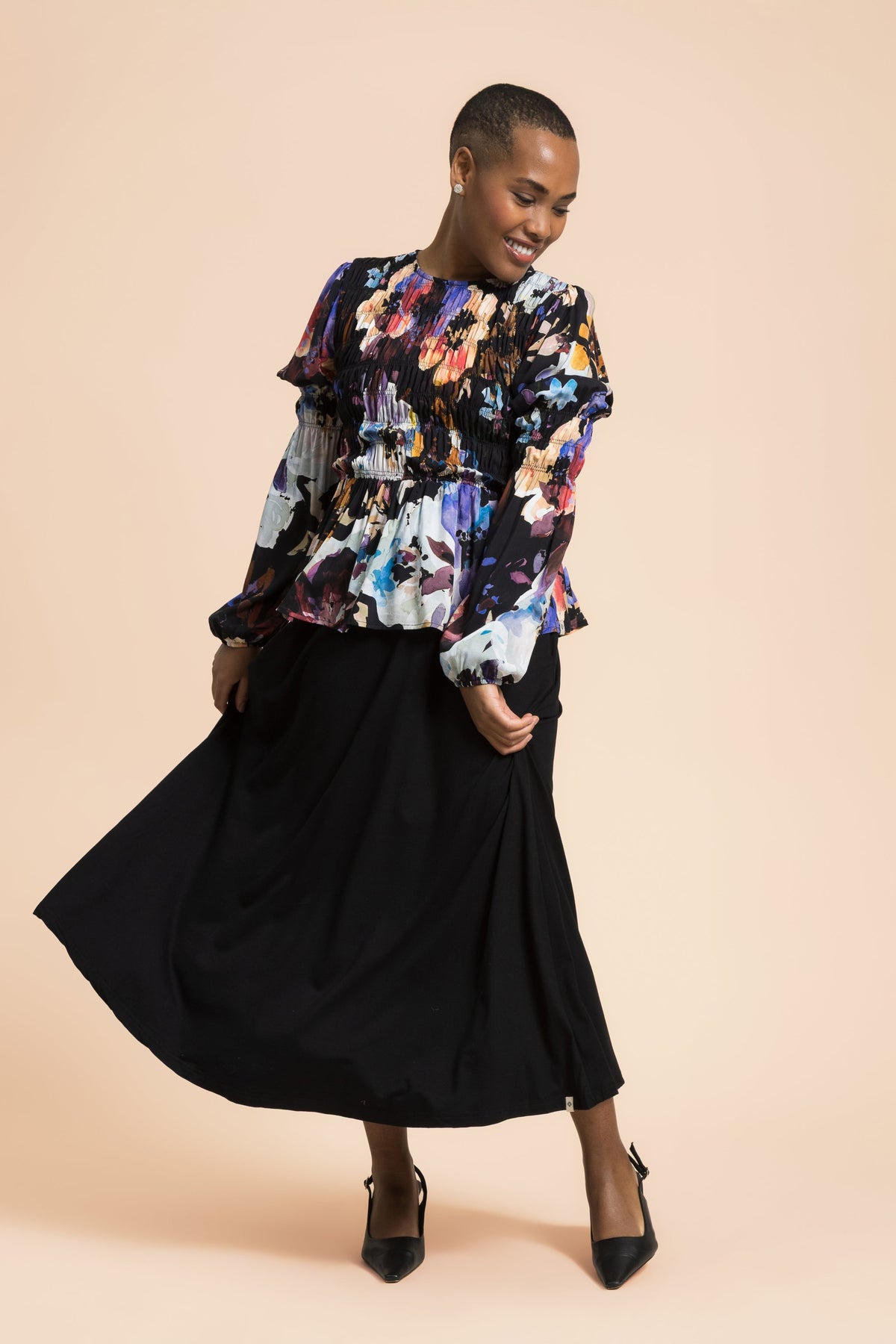 Muse Blouse, Black Anemone