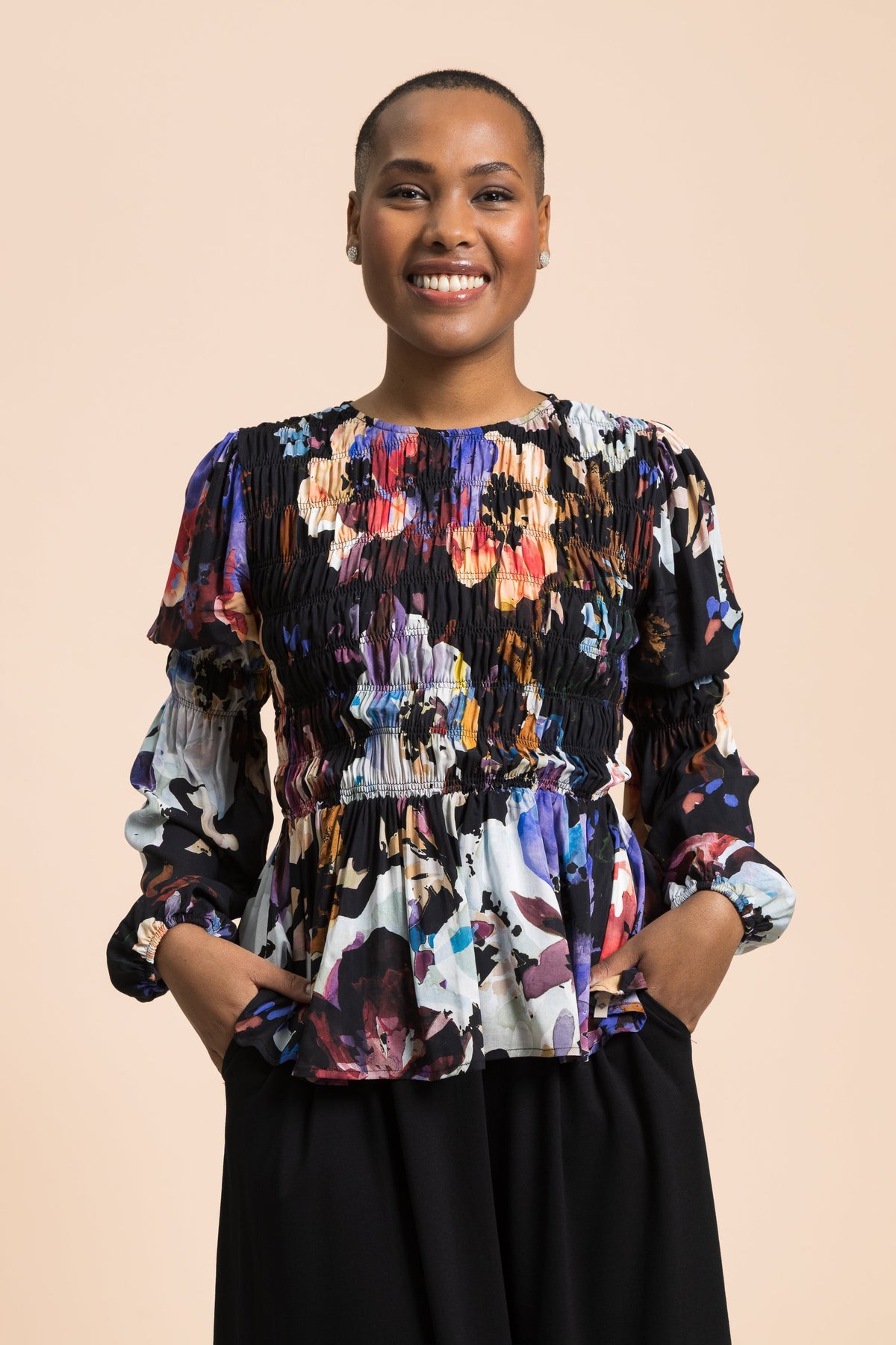 Muse Blouse, Black Anemone