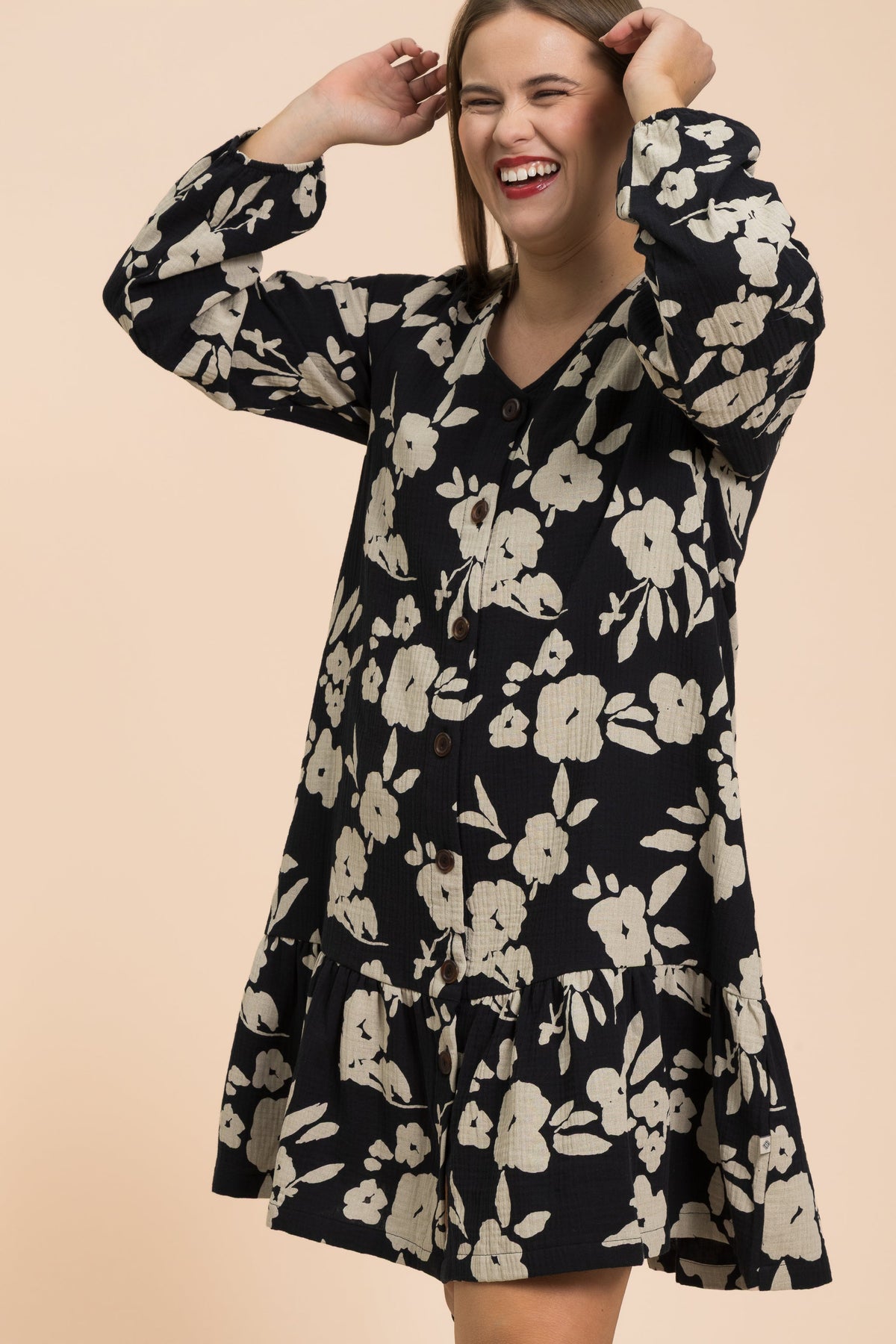 Ruffle Button Dress, Windflower