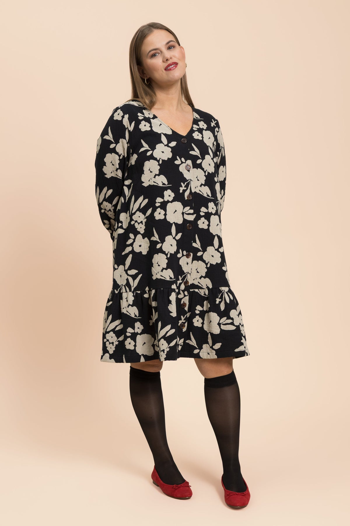 Ruffle Button Dress, Windflower