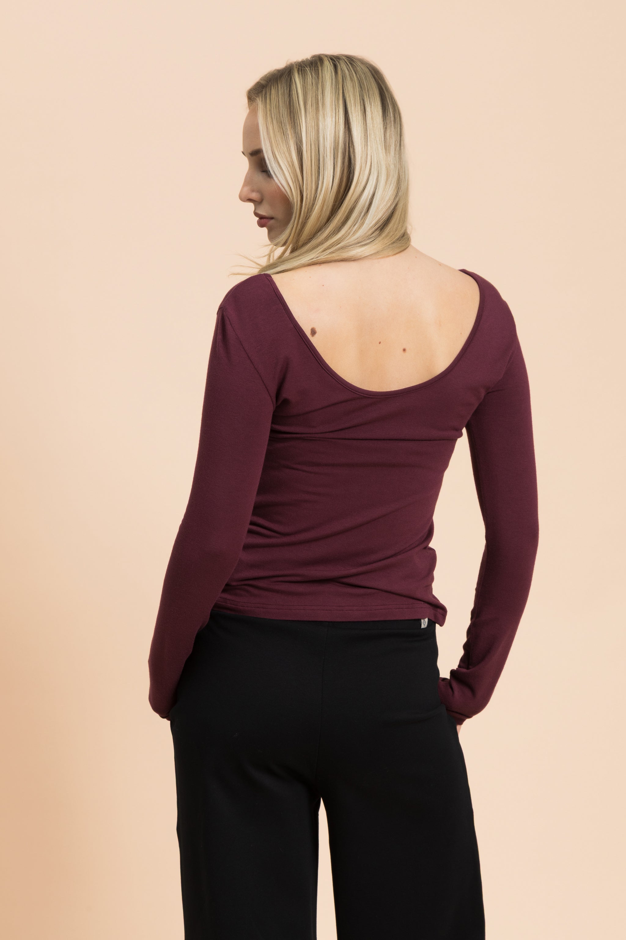 Scoop Back Top, Cherry
