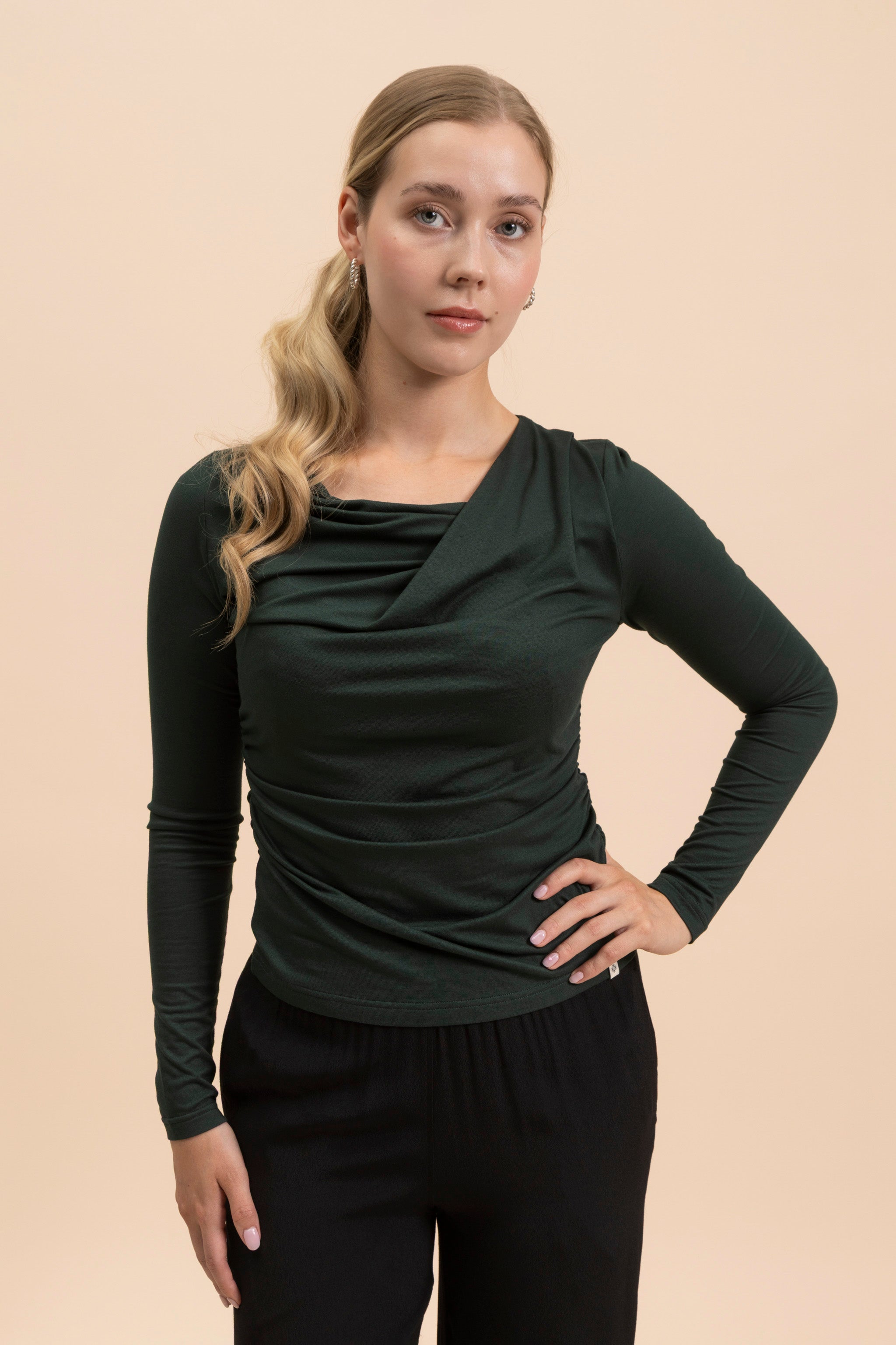Draped Top, Dark Green