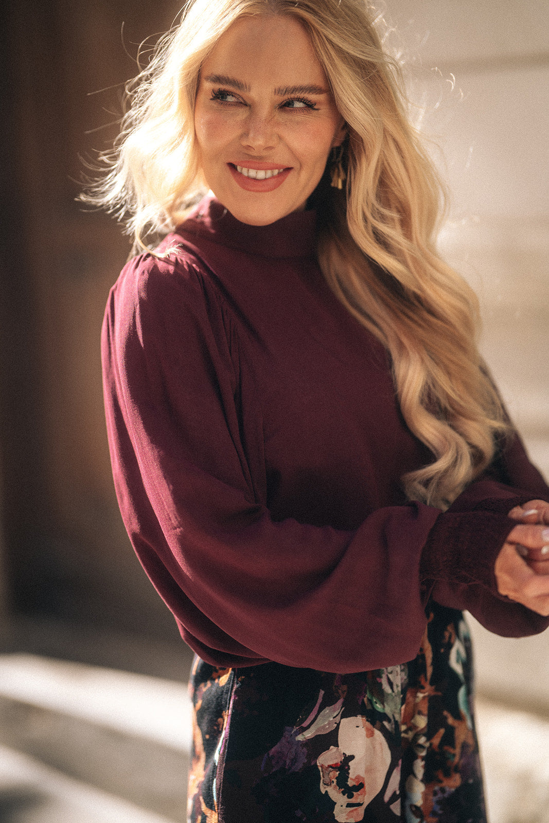 Puff Blouse, Merlot