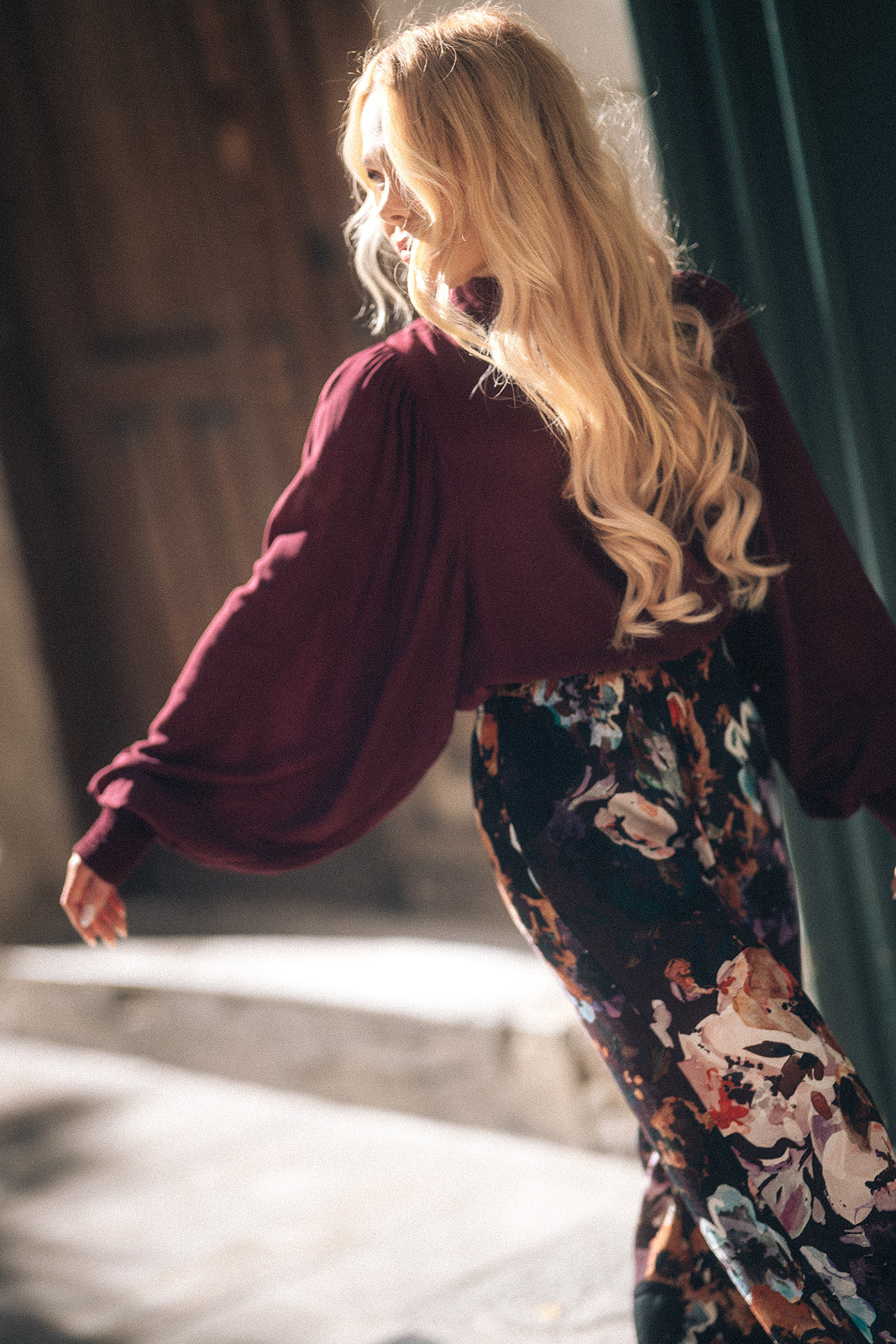 Crepe Trousers, Maroon Anemone