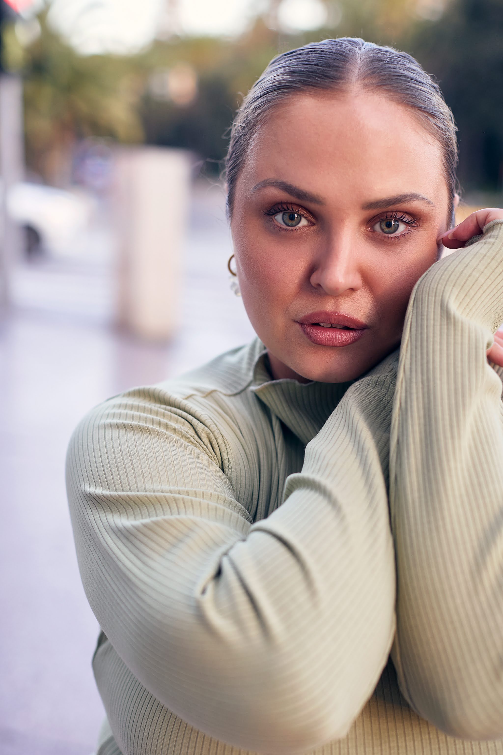 Rib Turtleneck, Light Khaki