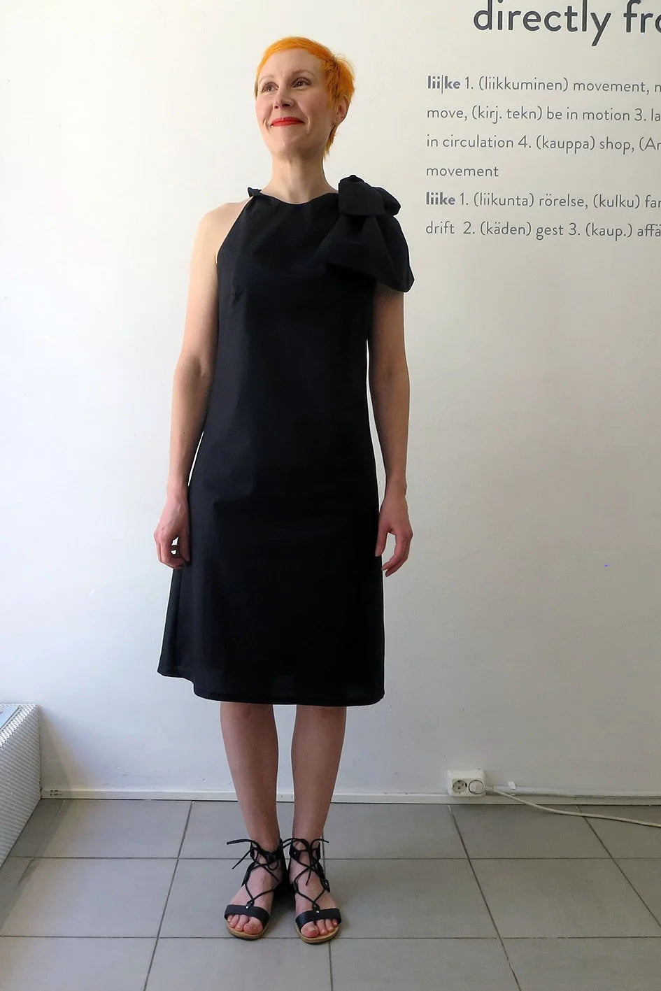 Knot Dress Crispy Cotton Black