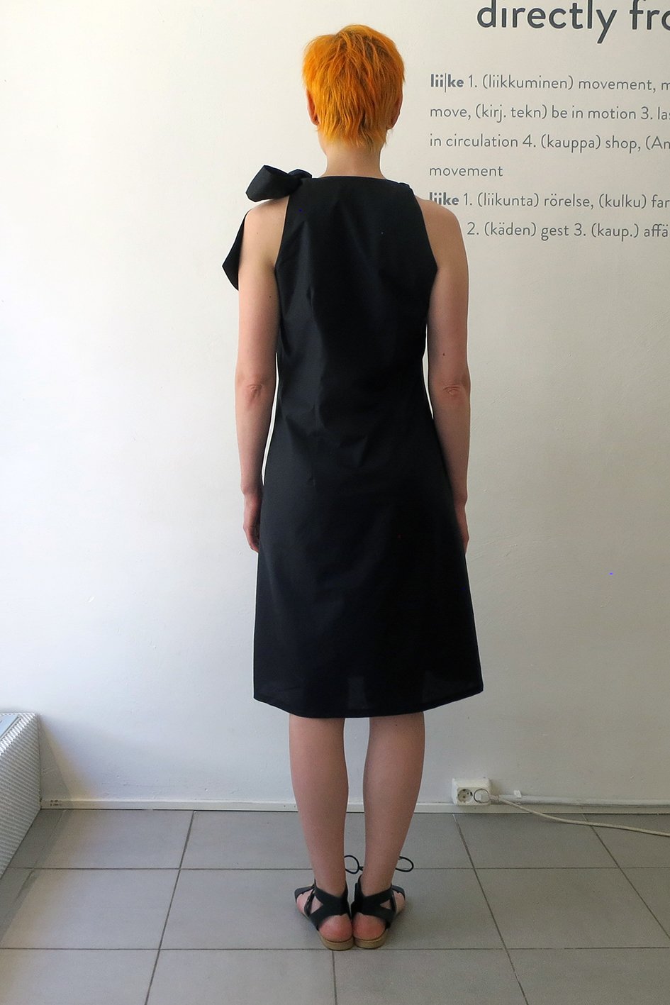 Knot Dress Crispy Cotton Black