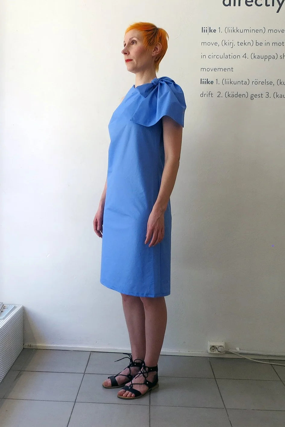 Knot Dress Crispy Cotton Forget-me-not Blue