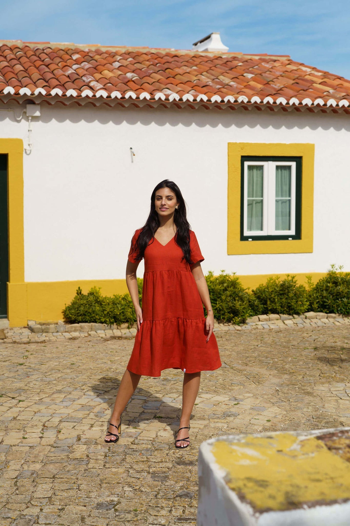 Pellava Kerrosmekko, Burnt Orange