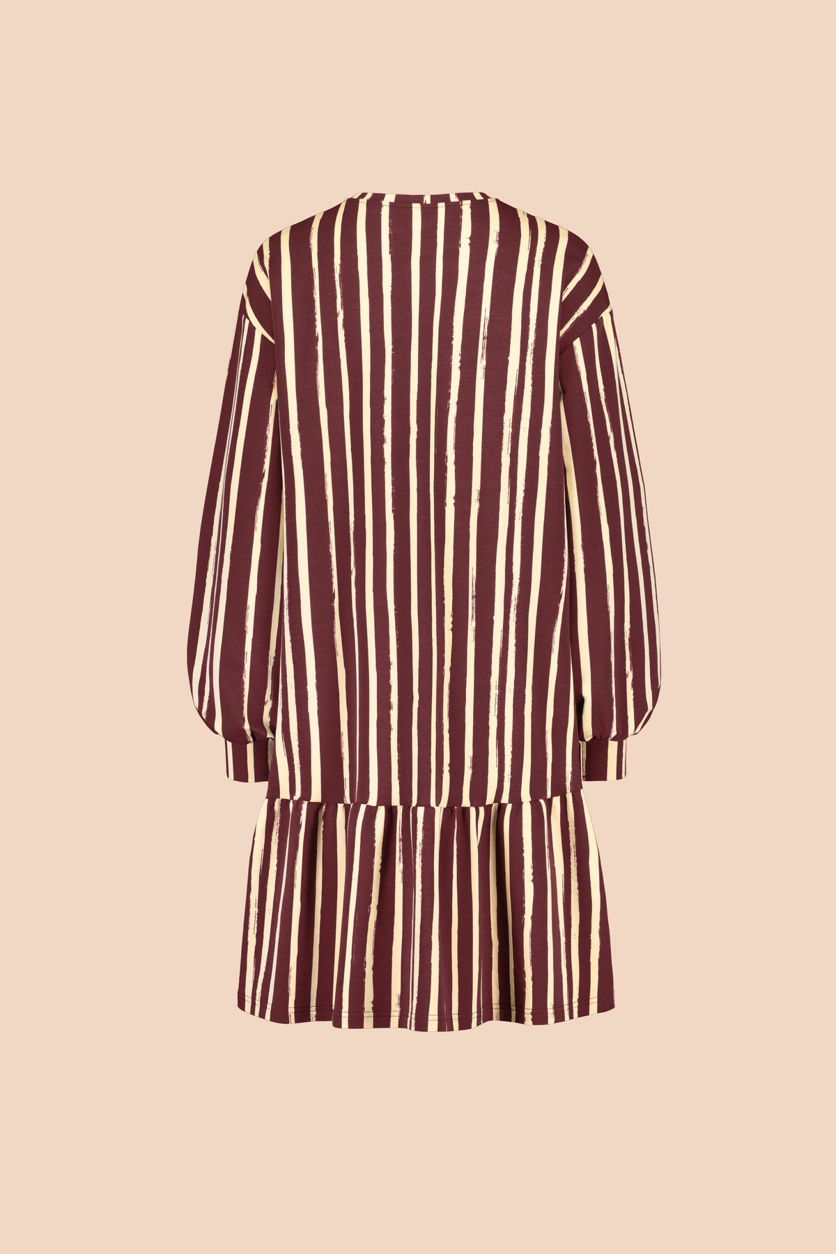 Ruffle Collegemekko, Boho Stripe Maroon