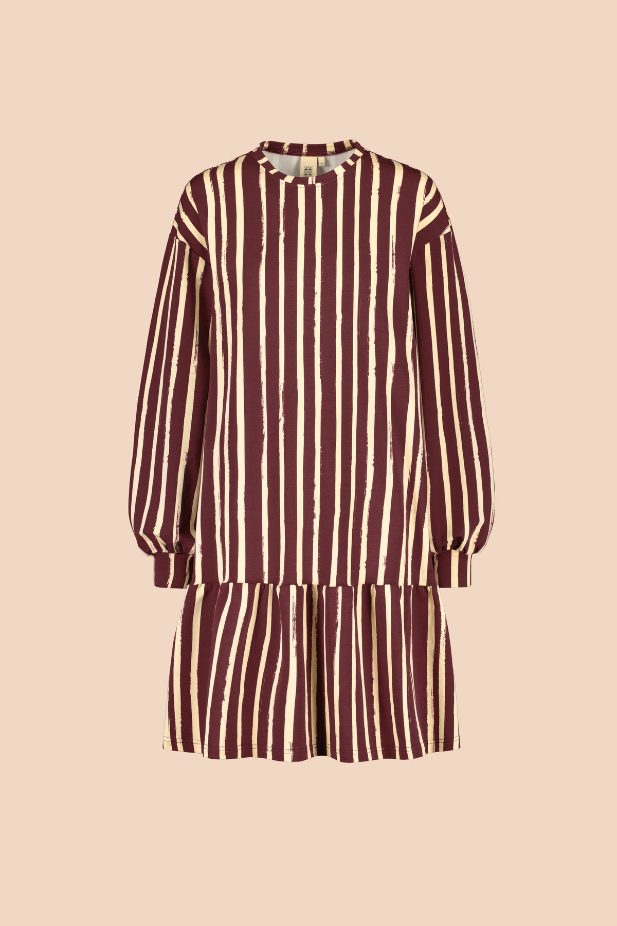 Ruffle Collegemekko, Boho Stripe Maroon