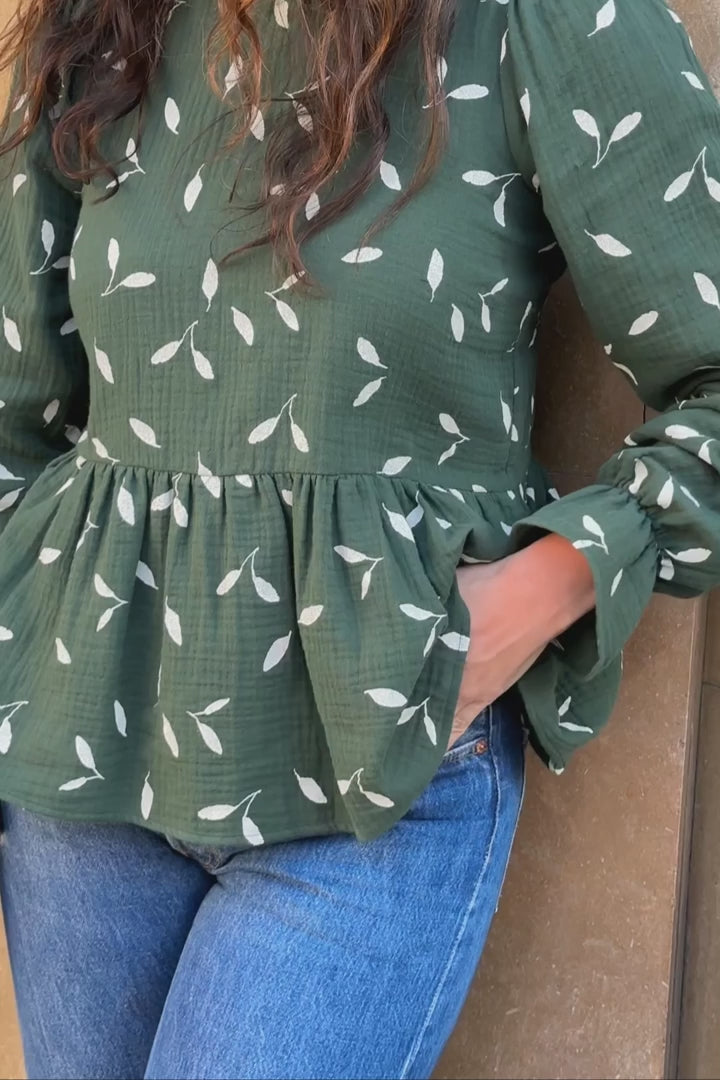 Flounce Blouse, Wind Green