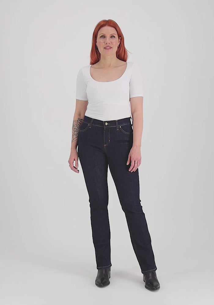 CARLA 1046 Straight fit Tummansininen