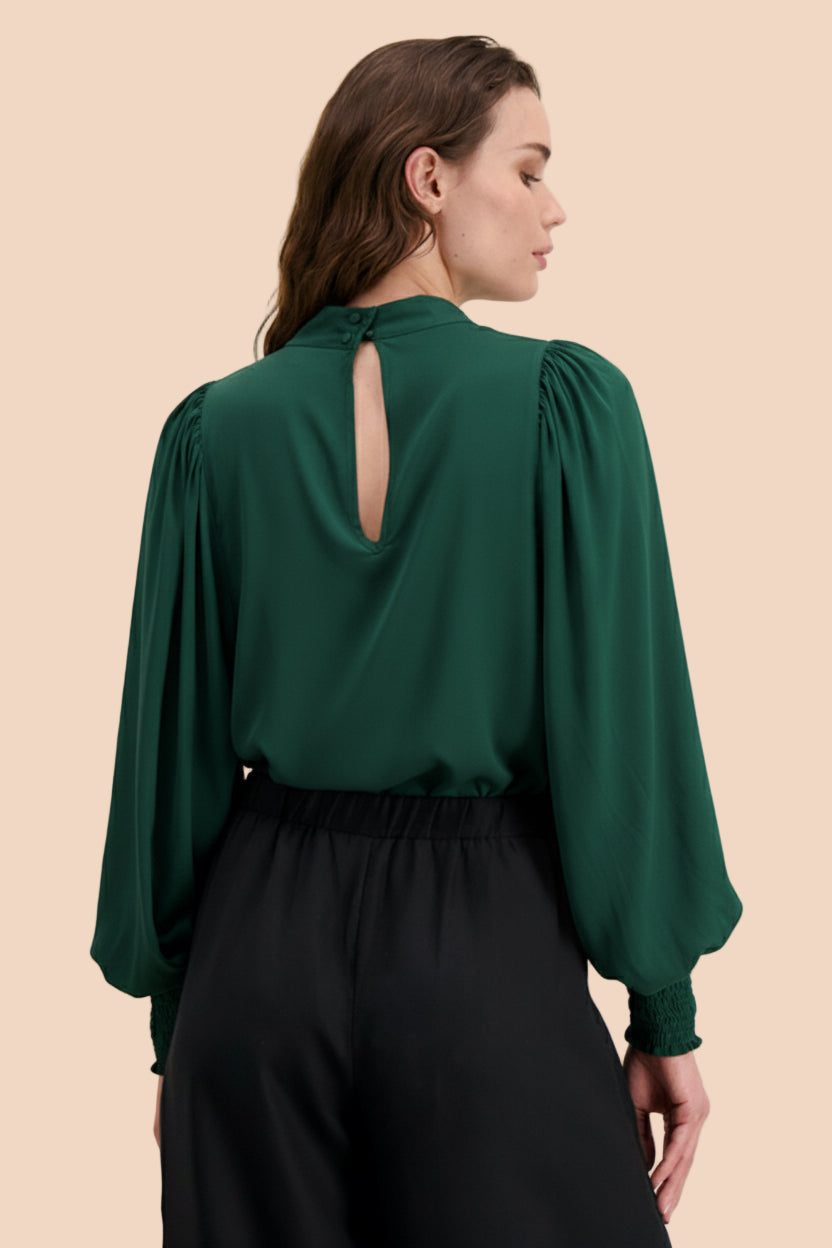 Puff Blouse, Dark Green