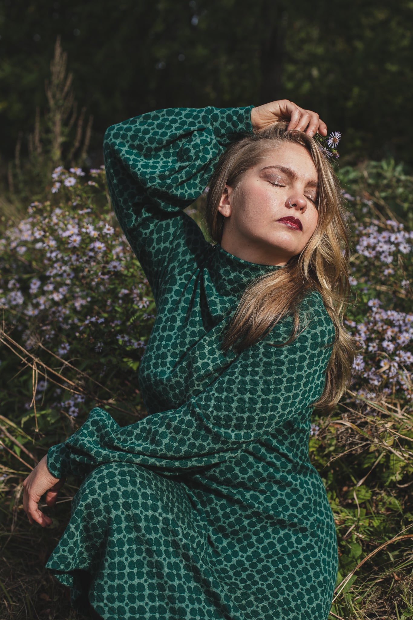 PUFF merino wool dress, Clover green