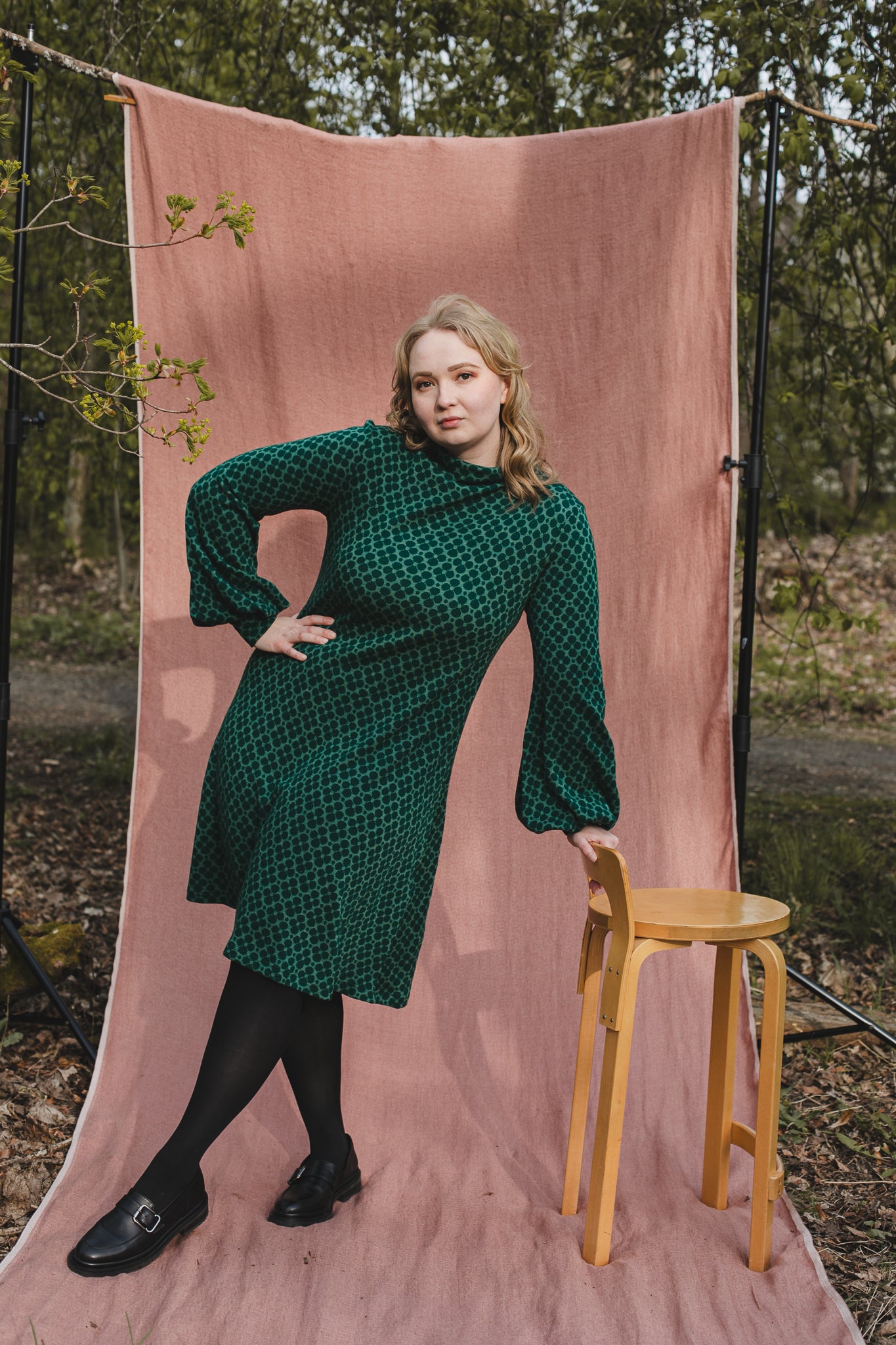 PUFF merino wool dress, Clover green