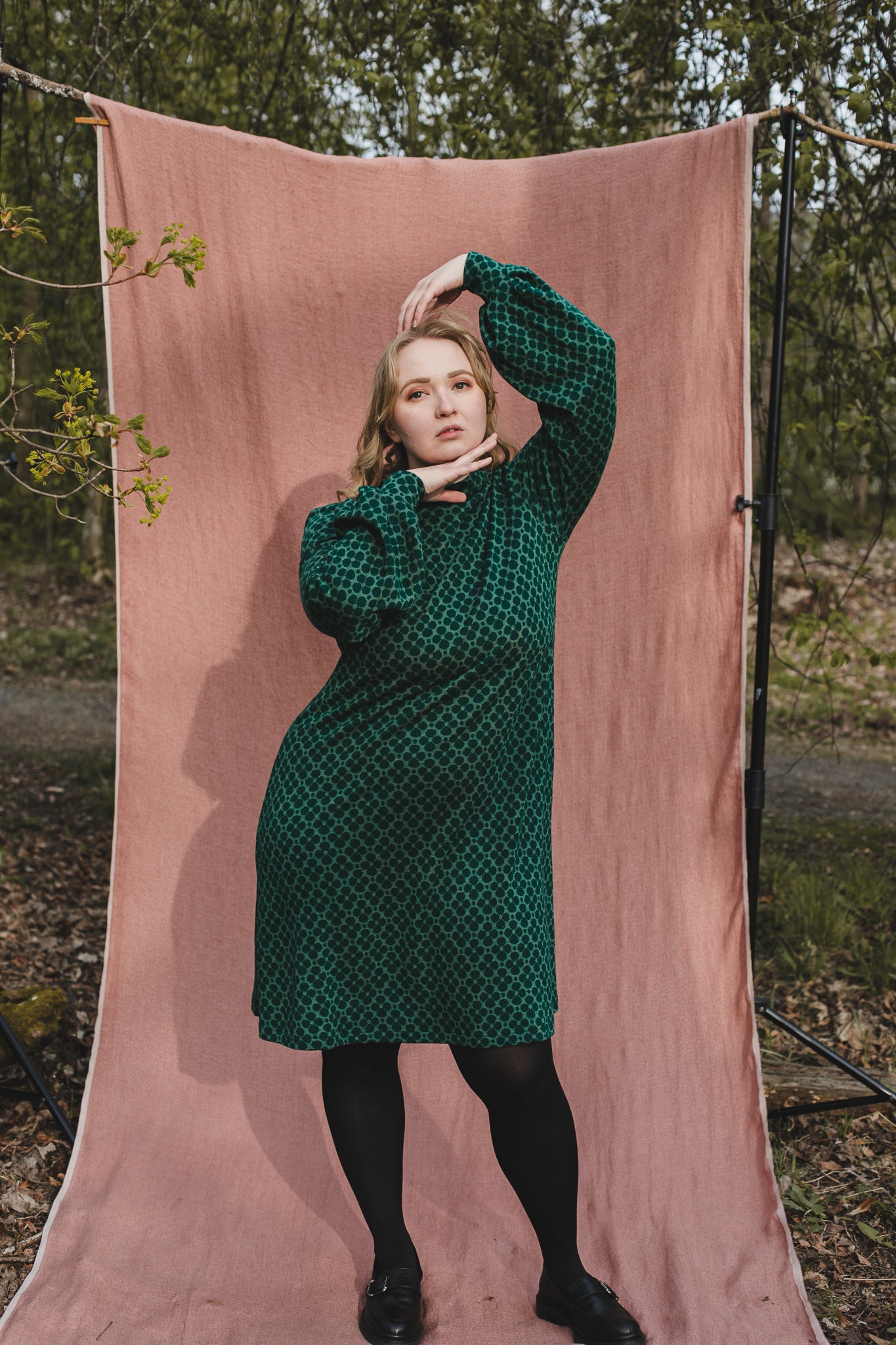 PUFF merino wool dress, Clover green