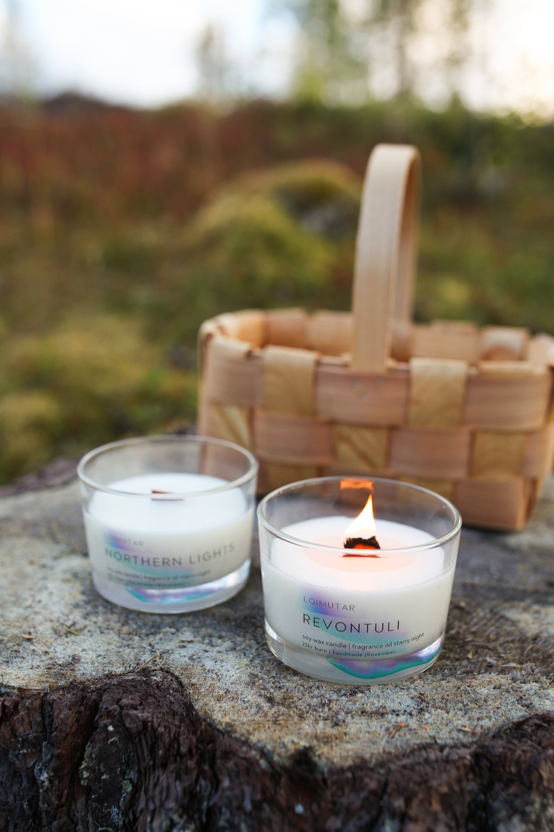 Revontuli puusydänkynttilä