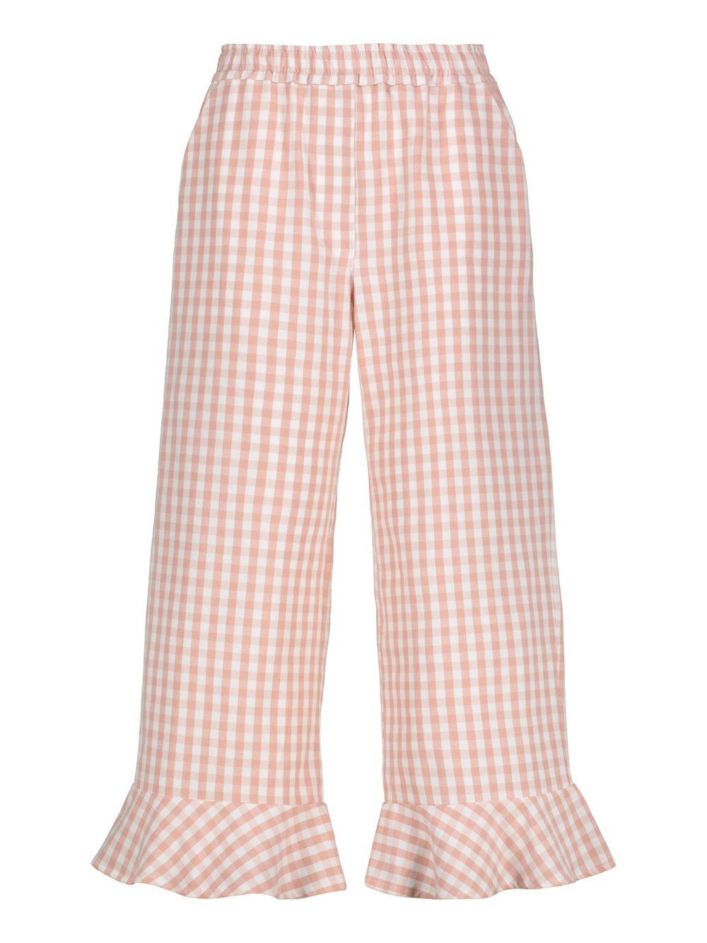 Ruutu Frilla Pants, White pink