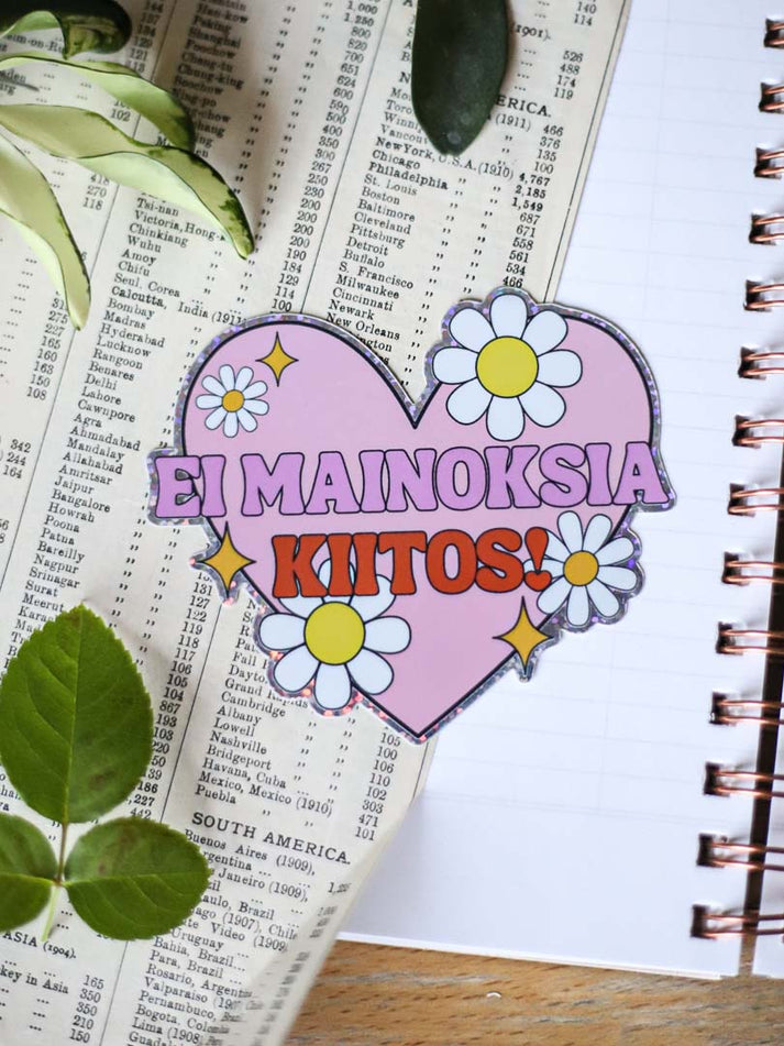 Ei mainoksia -tarra oveen tai postilaatikkoon, sydän