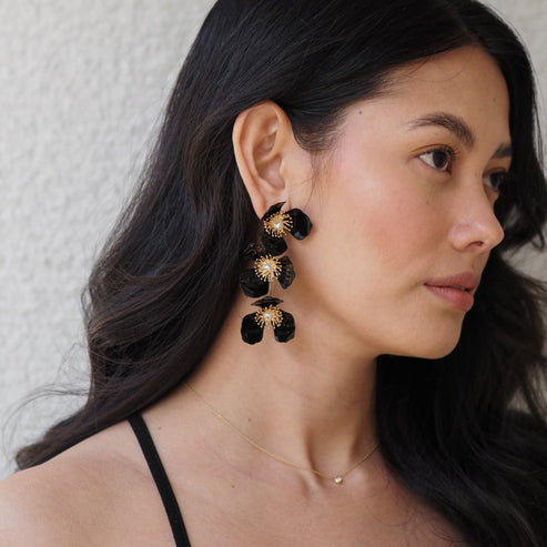 Triple Apple Flower Earrings, Rainbow