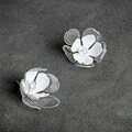 Upcycle with Jing Double Flower Ear Studs Clear & White