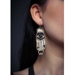Mine Güngör Artisan Earrings Casual Size, Black / Wood