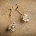 Upcycle with Jing Clear & White Double-Flower Drop Earrings