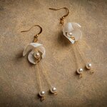 Upcycle with Jing White Lily Double-Drop Earrings