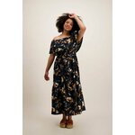 Kaiko Clothing Offshoulder Dress, Black Poppies