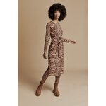 Kaiko Clothing Midi Belted Dress Ls, Zebra Oak