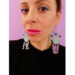 Mine Güngör Creature Earrings, Space green / Milkyway purple