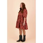 Kaiko Clothing Tiered Mini Dress, Mahogany Wind