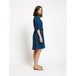 Nouki HAY Linen Dress, 3/4 Sleeve, Blue
