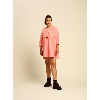 R/H Studio Mickey Cut Out Dress, Coral Pink / Honey Brown