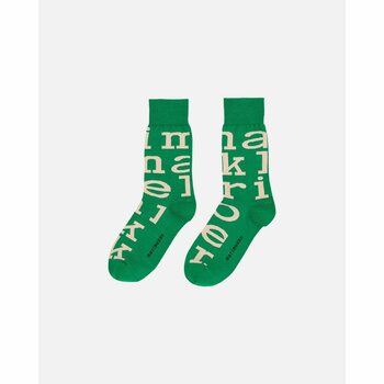 Marimekko KIOSKI Kasvaa Iso Logo -sukat, Vihreä/valkoinen