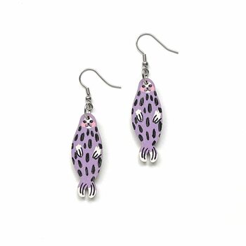 Crazy Granny Designs Norppa the Ringed Seal - SMALL SIZE - Earrings