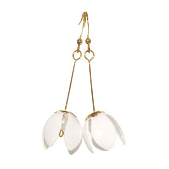 Upcycle with Jing Small Lily Drop Earrings, White