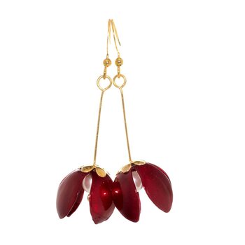 Upcycle with Jing Small Lily Drop Earrings, Red