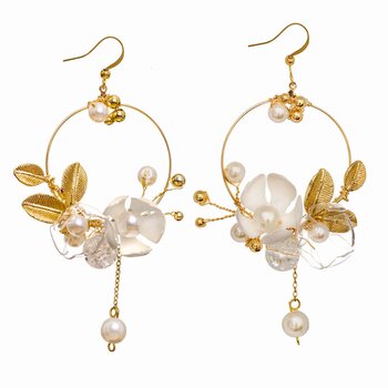 Upcycle with Jing Art Nouveau Earrings - White