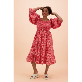 Kaiko Clothing Smock Dress, Flora Red