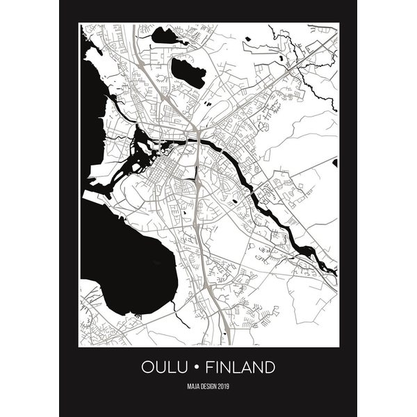 Oulu-juliste 30x40 musta