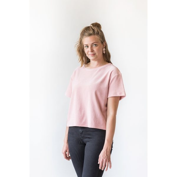MORICO Velour T-Shirt, Rose Quartz